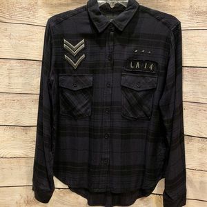 Rails Navy and Black Plaid Button-Down